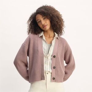 Everlane Boxy Cardigan in Everyday Cotton. Dusty Rose; XS